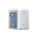 Guess Hardcase Leather 4G Triangle Strass MagSafe Case for iPhone 16 - Blue
