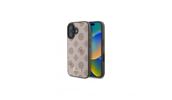 Guess Peony Script MagSafe iPhone 16 Case - Brown