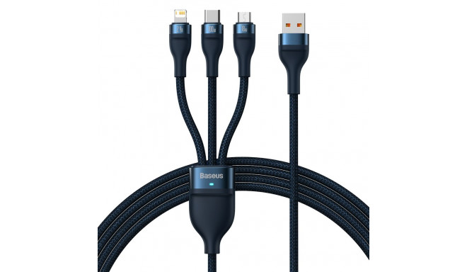 Baseus Flash Series II cable USB - USB Type C / Lightning / micro USB 100 W 1.2 m blue (CASS030003)