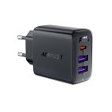 Acefast A57 PD 35W GaN charger 2 x USB-A + USB-C with 3 ports - black