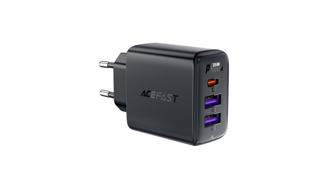 Acefast A57 PD 35W GaN charger 2 x USB-A + USB-C with 3 ports - black