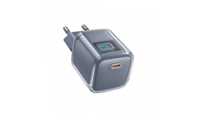 Acefast A53 PD 30W GaN USB-C charger with display - gray