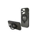 Guess Ring Stand Script Glitter MagSafe case for iPhone 15 Pro Max - black