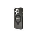 Guess Ring Stand Script Glitter MagSafe case for iPhone 15 Pro Max - black
