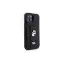 Karl Lagerfeld Gripstand Saffiano Karl&Choupette Pins case for iPhone 15 - black