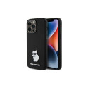 Karl Lagerfeld Silicone Choupette Metal Pin case for iPhone 15 Pro Max - black