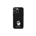 Karl Lagerfeld Silicone Choupette Metal Pin case for iPhone 15 Pro Max - black