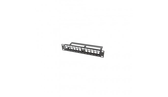 LANBERG tühi patch paneel 12 porti 1U 10" must
