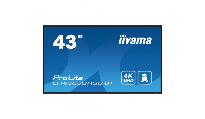 "109cm/43"" (3840x2160) iiyama ProLite LH4365UHSB-B1 16:9 4K IPS Touch 8ms 60Hz 24/7 2xHDMI DP LAN W
