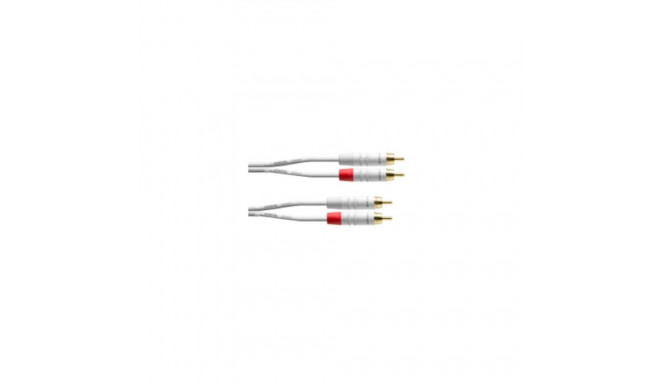 Cordial 2 x RCA isane - 2 x RCA isane kaabel, 3 m, valge