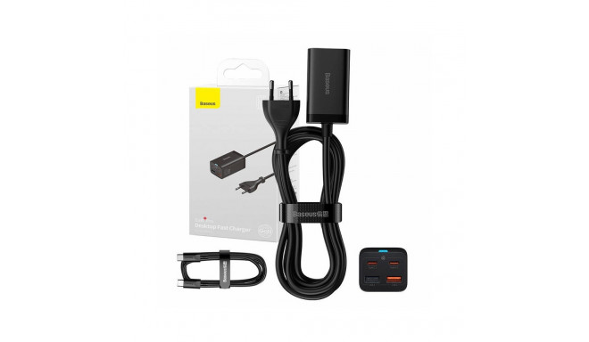 Quick Charger Baseus GaN3 Pro, 2x USB-C, 2x USB, 65W (black)