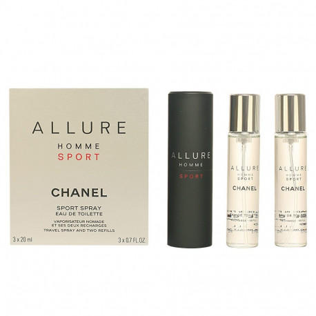 CHANEL ALLURE HOMME SPORT eau de toilette vaporizador de viaje y 2 recargas 3 x 20 ml