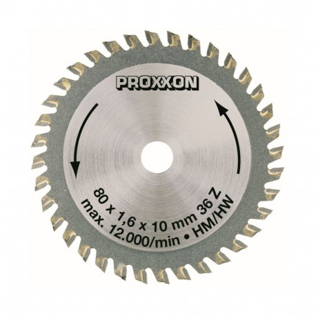 Proxxon circular saw blade 28732 – tungsten carbide tipped, 80 mm diameter, 36 teeth, 1.6 mm kerf, 1
