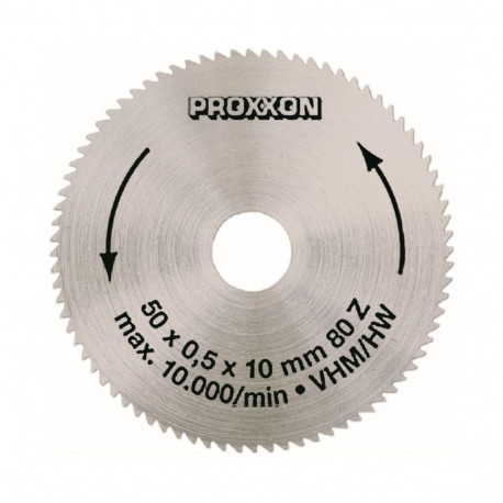 Proxxon 28011 solid carbide circular saw blade – 50 mm diameter, 80 fine teeth, 0.5 mm thickness, re