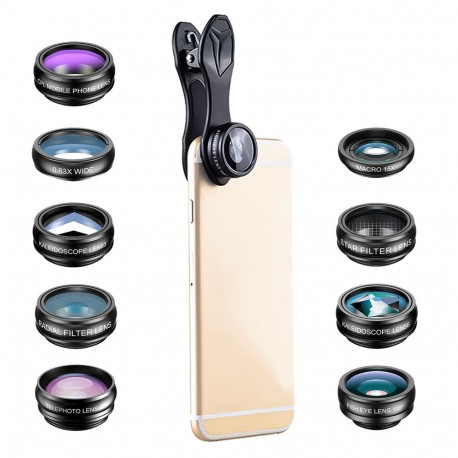 Mobile Phone Lens - Apexel APL-DG10 10-in-1 Lens Set with Clip and Case