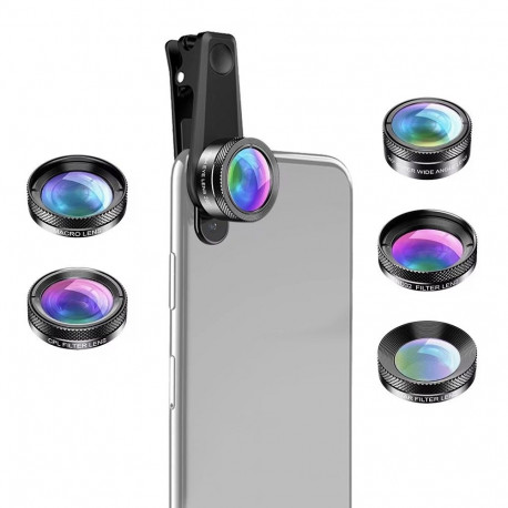 Mobile Phone Lens - Apexel APL-DG6 6-in-1 Kit with Wide Angle, Fisheye, Macro