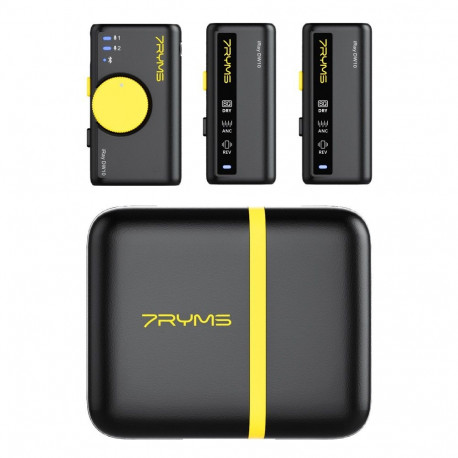 Wireless Microphone - 7Ryms DW10 Dual-Channel USB-C 3.5mm Omnidirectional Black