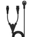 Mains Cable - LINDY Schuko to 1x C13 & 1x C5 Mains Cable, 2 m, Black