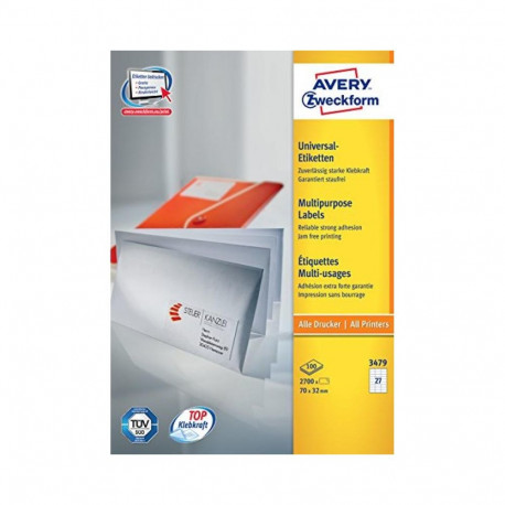 Label - Avery Zweckform 3479 70x32mm A4 100 Sheets White