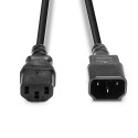 1m C14 to C13 Mains Extension Cable, black IEC C14 Connector to IEC C13 Connector