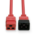 2m C20 to C19 Mains Extension Cable, red IEC C20 Connector to IEC C19 Connector
