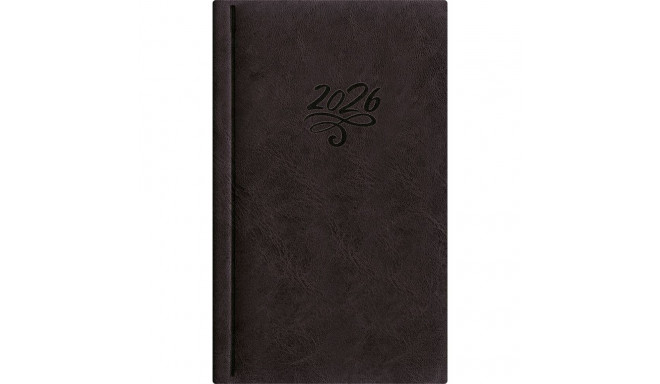 Kalendermärkmik PÄEV B6 must, kõvaköide, kunstnahast kaantega 2026a.