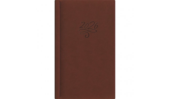Kalendermärkmik NÄDAL B6  pruun, kõvaköide, kunstnahast kaantega 2026a.