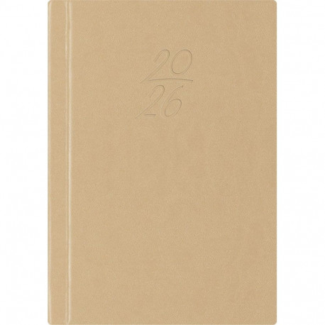 Kalendermärkmik A6 PÄEV, Beež, kunstnahast kaantega 2026a.