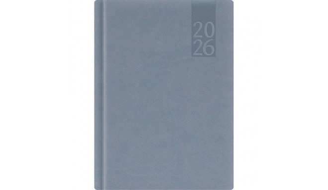 Raamatkalender A5 NÄDAL, tuhmsinine, vertikaal, kõvaköide, kunstnahast kaantega 2026a
