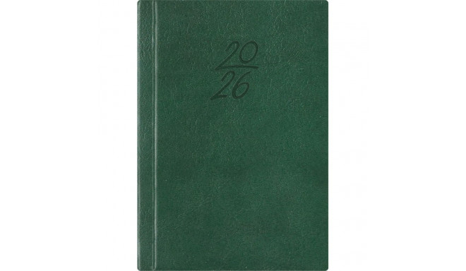 Kalendermärkmik A6 PÄEV,roheline, kunstnahast kaantega 2026a.