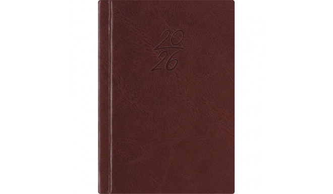 Kalendermärkmik A6 PÄEV, pruun, kunstnahast kaantega 2026a.