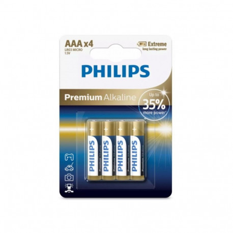 Philips LR03M4B/10 Premium Alkaline AAA Batteries