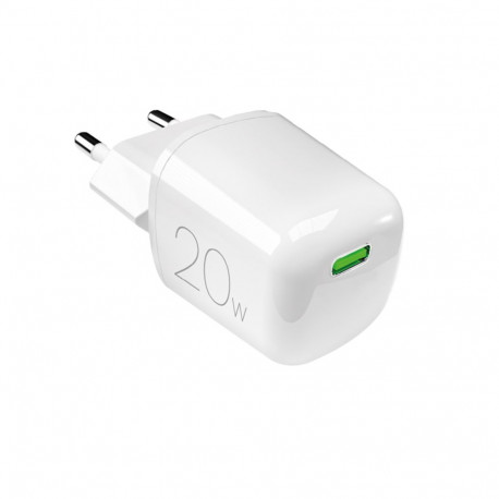Wall charger GaN 1xUSB-C, 20W by Puro White