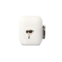 Karl Lagerfeld Apple Airpods 1/2 3D Logo NFT Karl Head Silicone Case White