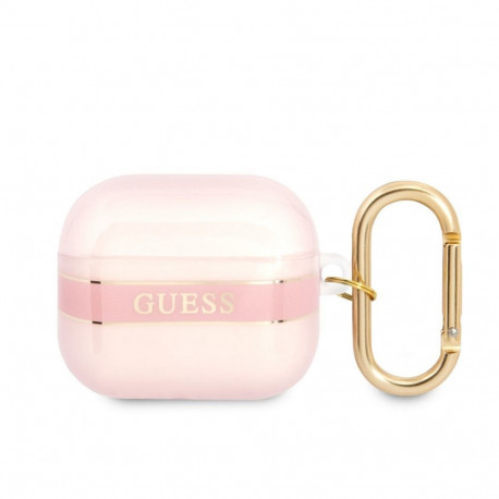 Guess Apple Airpods 3 TPU Printed Stripe Case Pink