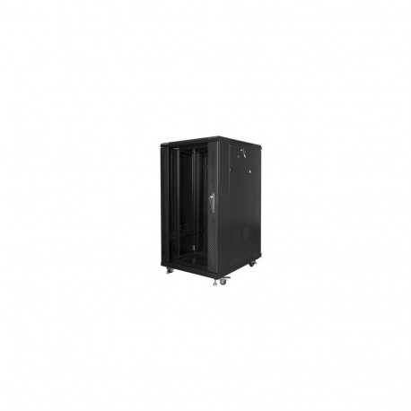 RACK CABINET 19" FREE-STANDING 22U/600X800 (FLAT PACK) WITH GLASS DOOR BLACK LANBERG