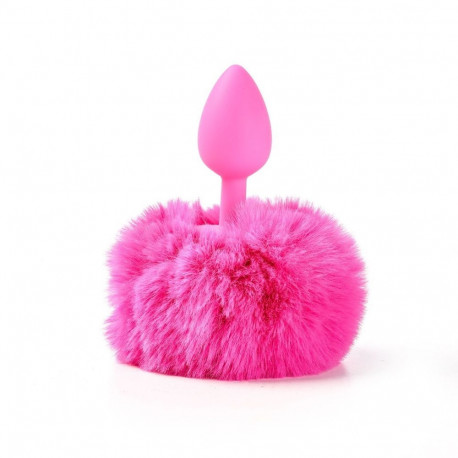 Anaalkork silikoonist küülikusabaga suurus S, roosa