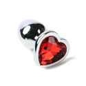 Korek Analny Stalowy Srebrny Rozmiar S Kryształ Czerwone Serce