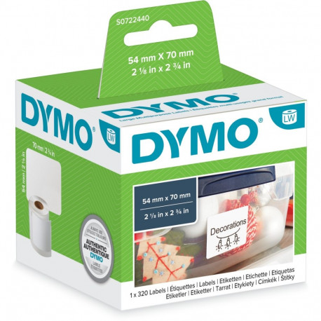 Dymo LabelWriter ORIGINAL multi-purpose labels 54x70mm, 1 roll with 320 labels (white, permanent adh