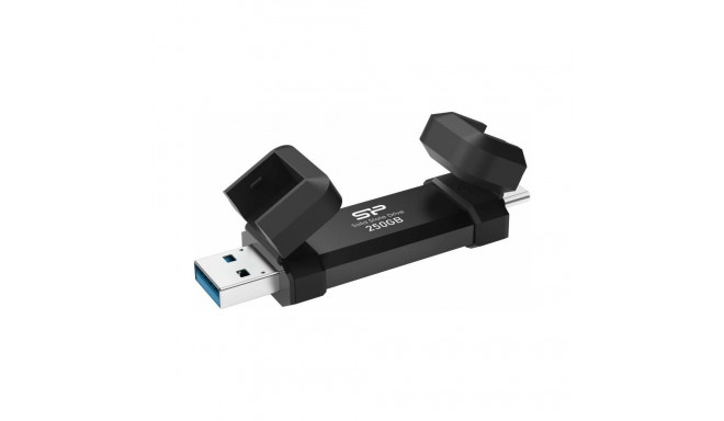 Silicon Power kaasaskantav väline SSD DS72 250 GB USB Type-A ja USB Type-C 3.2 Gen 2 must