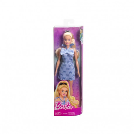 Barbie Fashionistas sinine kleit lipsudega nukk