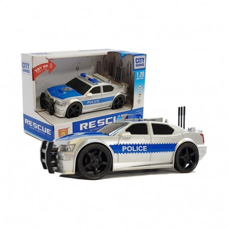 Auto Policji na Baterie 1:20 Światła i Dźwięki z Naciągiem Srebrne