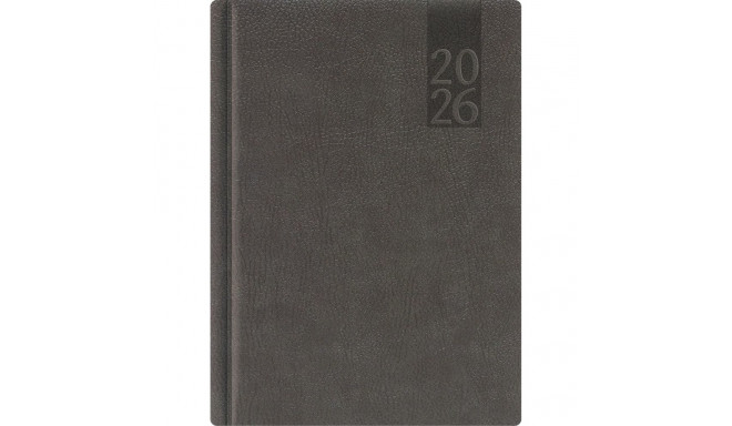 Raamatkalender A5 NÄDAL, hall, vertikaal, kõvaköide, kunstnahast kaantega 2026a.