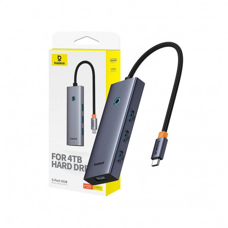 Hub 5in1 Baseus UltraJoy 5-Port (4xUSB 3.0,  PD) grey