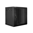 RACK CABINET 19" DOUBLE-SECTION WALL-MOUNT 12U/600X600 (FLAT PACK) BLACK LANBERG