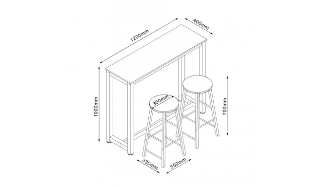 Bar set SANCIA oak/brown