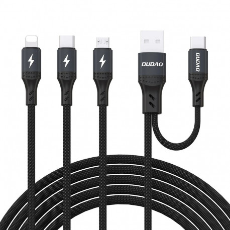 Dudao L3W USB-A/USB-C to Lightning/USB-C/MicroUSB 66W Cable - Black