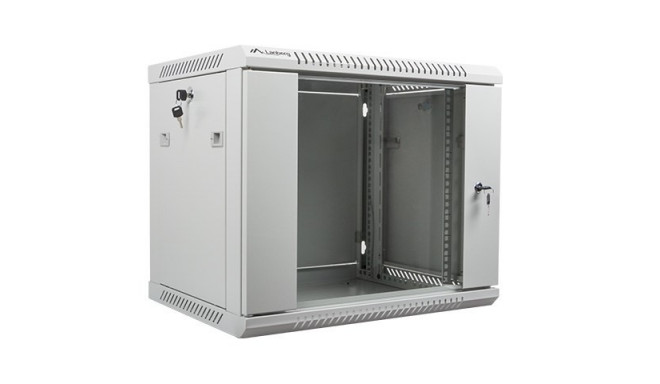 Lanberg seinapealne paigaldusriiuli kapp 19'' 9U 600x450mm hall (klaasuks)