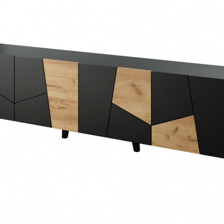 RTV cabinet ETNA 200x42x52 black matt + oak craft