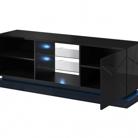 Cama TV cabinet QIU 160 MDF black gloss/black gloss